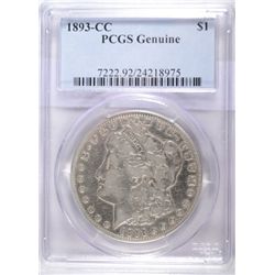 1893CC  Morgan $ PCGS genuine coin is a F/ VF  est $300-$325