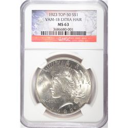 1923  Peace $ Top-50 VAM-1B  EXTRA HAIR NGC63 est $150-$175