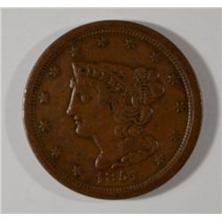1851  half cent borderline XF  NICE COLOR SCARCE BRAIDED HAIR SERIES
