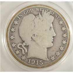 1915 BARBER HALF DOLLAR FULL RIM  GOOD+