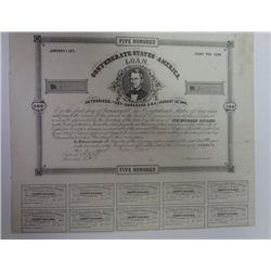 1861  Confederate States $500 bond Loan document