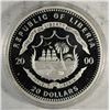 Image 2 : 2000 PROOF BATTLE OF ALAMO $20 LIBERIA, SILVER COIN