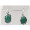 Image 1 : 25.80 CTW EMERALD EARINGS .925 STERLING SILVER