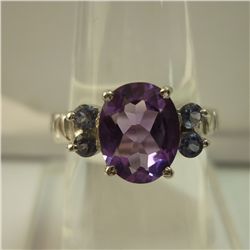 21.00 CTW AMETHYST RING .925 STERLING SILVER