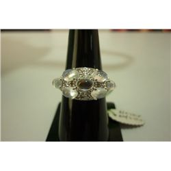 23.45 ctw Moon Stone and Diamond Ring .925 Sterling Sil