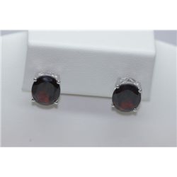 19.85 CTW GARNET EARRING .925 STERLING SILVER