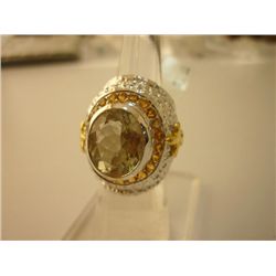 96.25 CTW AMETHYST AND CITRINE RING .925 STERLING SILVE