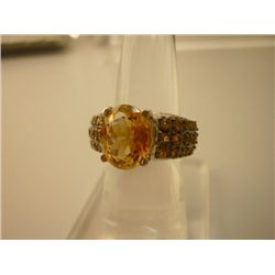 39.50 CTW CITRINE RING .925 STERLING SILVER