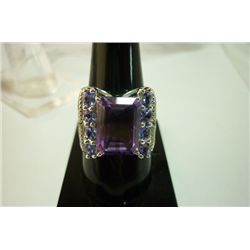 35.00 CTW Amethys and TANZANITE Cut fine ring .925 STER