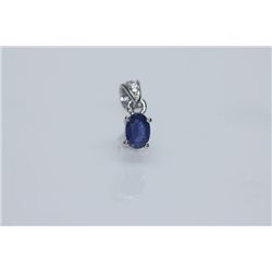 4.00 CTW SAPPHIRE AND DIAMOND PENDANT .925 STERLING SIL