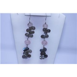 56.25 CTW ROSE QUARTZ & MOON STONE  .925 STERLING SILEV