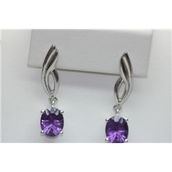 27.60 CTW AMETHYST EARRING .925 STERLING SILVER