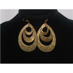 3-LAYER BRASS DANGLING EARRINGS