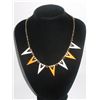 Image 1 : 150CTW 7-TRIANGULAR WHITE-ORANGE BRASS NECKLACE;18INCH