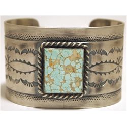 Old Pawn Navajo #8 Turquoise Sterling Silver Cuff Bracelet - Melvin Francis