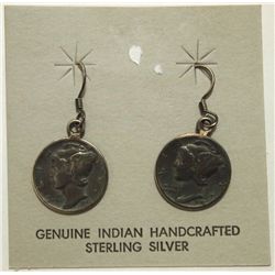 Old Pawn Navajo Mercury / Winged Liberty Dimes Earrings - Barbara Johnson