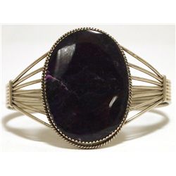 Old Pawn Navajo Dark Sugilite Sterling Silver Cuff Bracelet