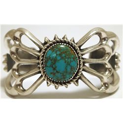 Old Pawn Navajo Spider Web Turquoise Sterling Silver Cuff Bracelet - WBH