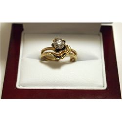 Dead Pawn Non-Native Diamond 14k Gold Flower Women's Ring - Cosmic