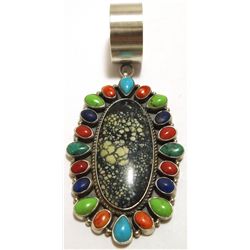 Old Pawn Navajo Multi-Stone Sterling Silver Pendant - Kirk Smith