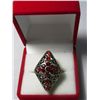 Image 1 : 12CTW RED DIAMOND SHAPE BRASS ADJUSTABLE RING