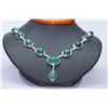 Image 1 : 186.66 CTW EMERALD CABUSHION NECKLACE .925 STERLING SIL