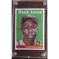 1958 Hank Aaron Baseball Card Consigner says "authentic" Milwaukee Braves Outfield Card 30
