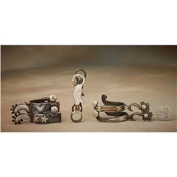 Two pairs of Miniature Spurs plus a Swan Bit