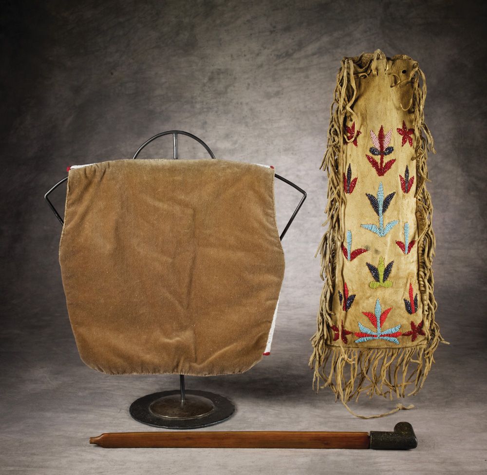 Blackfeet Beaded Pipe Bag, Vest & Pipe