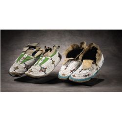 Two Pair Cheyenne Beaded Moccasins