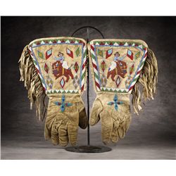 Plateau Pictorial Beaded/Fringed Gauntlets