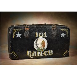 Old Leather Suitcase with 101 Ranch decorations