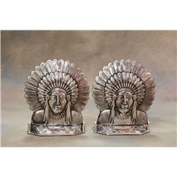 Edward H. Bohlin Sterling Silver Indian Chief Bookends