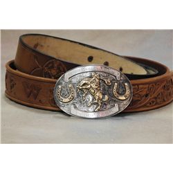 Edw. H. Bohlin Sterling & 10K Gold Trophy Buckle