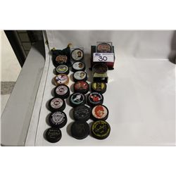 20 COLLECTOR WAYNE GRETZKY HOCKEY PUCKS, VARIOUS