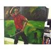 Image 1 : 35" X 47" OIL ON CANVAS PAINTING OF TIGER WOODS