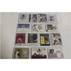 30 ASSORTED AUTOGRAPHED AND MEMORABILIA MLB CARDS