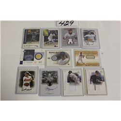 30 ASSORTED AUTOGRAPHED AND MEMORABILIA MLB CARDS