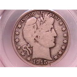 1915 Barber Half VG10 PCGS