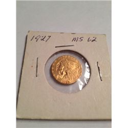 1927 $2 1/2 GOLD INDIAN HEAD MS-62