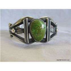 Signed Henry Morgan Sterling Silver  & Turquoise Cuff