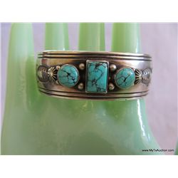 Signed A.T. Sterling Silver Cuff