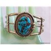 Image 1 : Signed DSM Sterling Silver & Turquoise Cuff