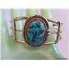 Image 2 : Signed DSM Sterling Silver & Turquoise Cuff