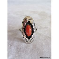 Signed w/Pictograph Coral in Sterling