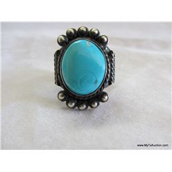 Signed R B Turquoise Sterling Ring