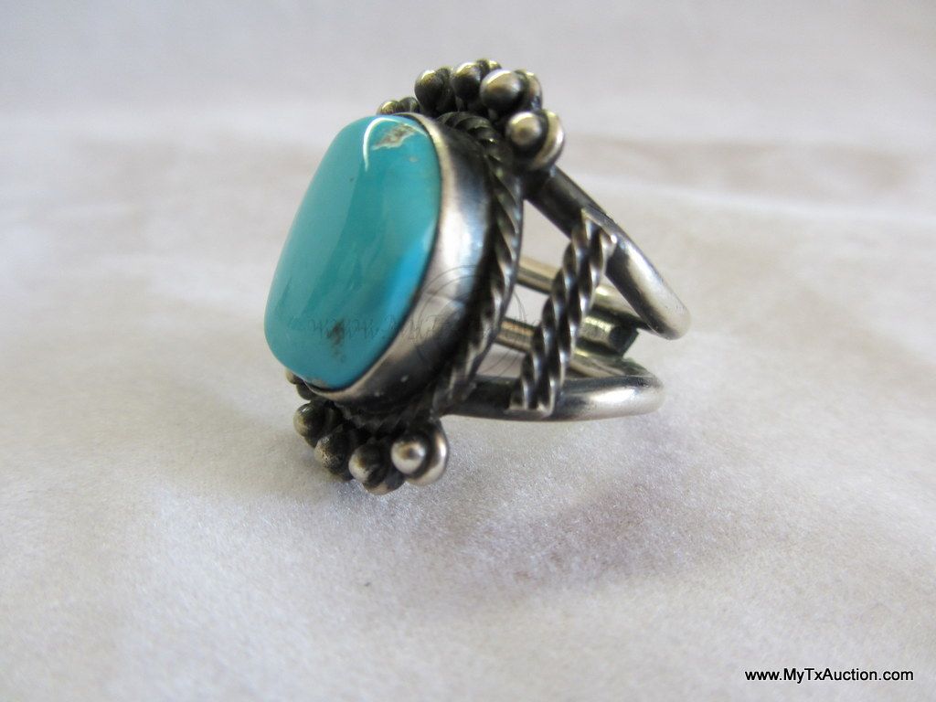 Signed R B Turquoise Sterling Ring