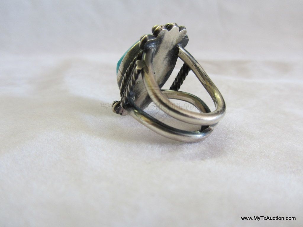Signed R B Turquoise Sterling Ring