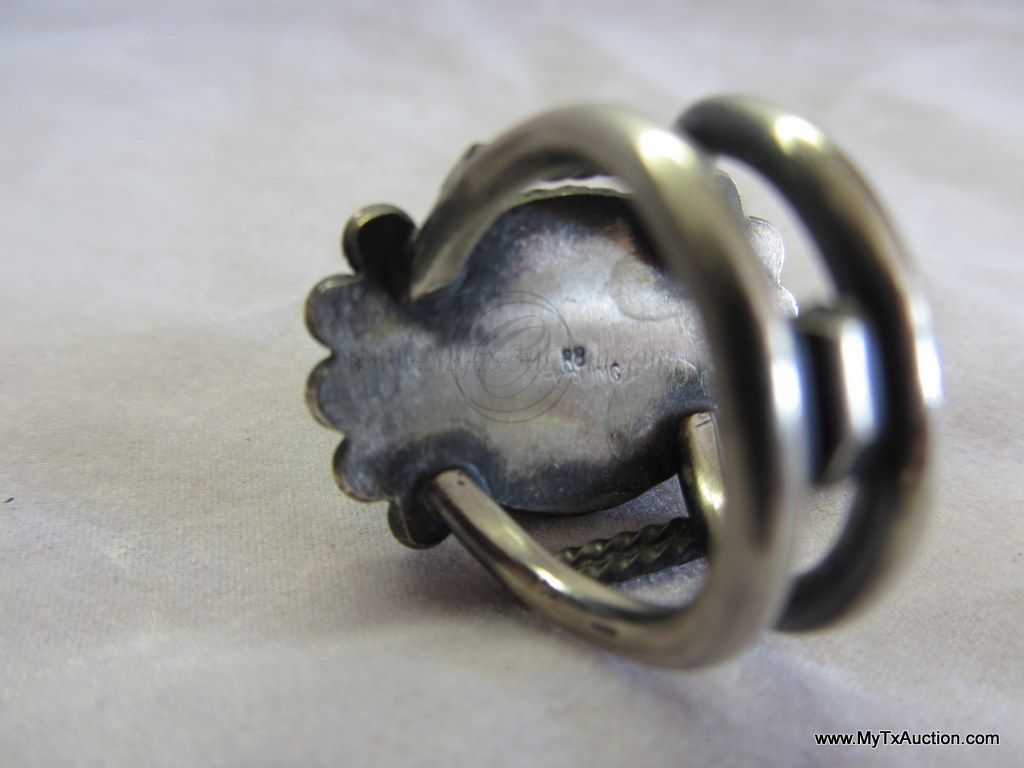 Signed R B Turquoise Sterling Ring