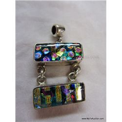 Dichroic Sterling Setting Double Pendent